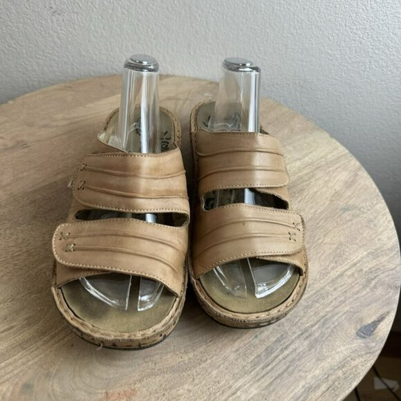 Propet Womens June Tan Leather Slide Sandals Size 8.5 Adjustable Straps Cushione - Picture 9 of 10